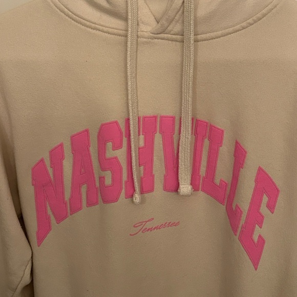 Cream Hoodie with Pink Nashville Print - Picture 2 of 4